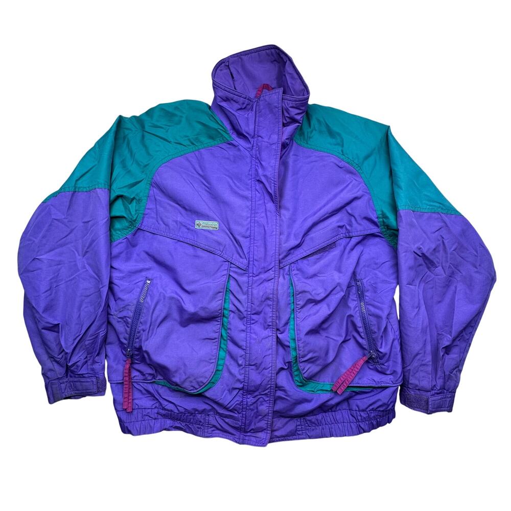 Vintage 2003 Columbia Powder Keg Purple Radial Sleeve Shell Jacket Womens Large